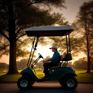 Golf Cart on Green Grass