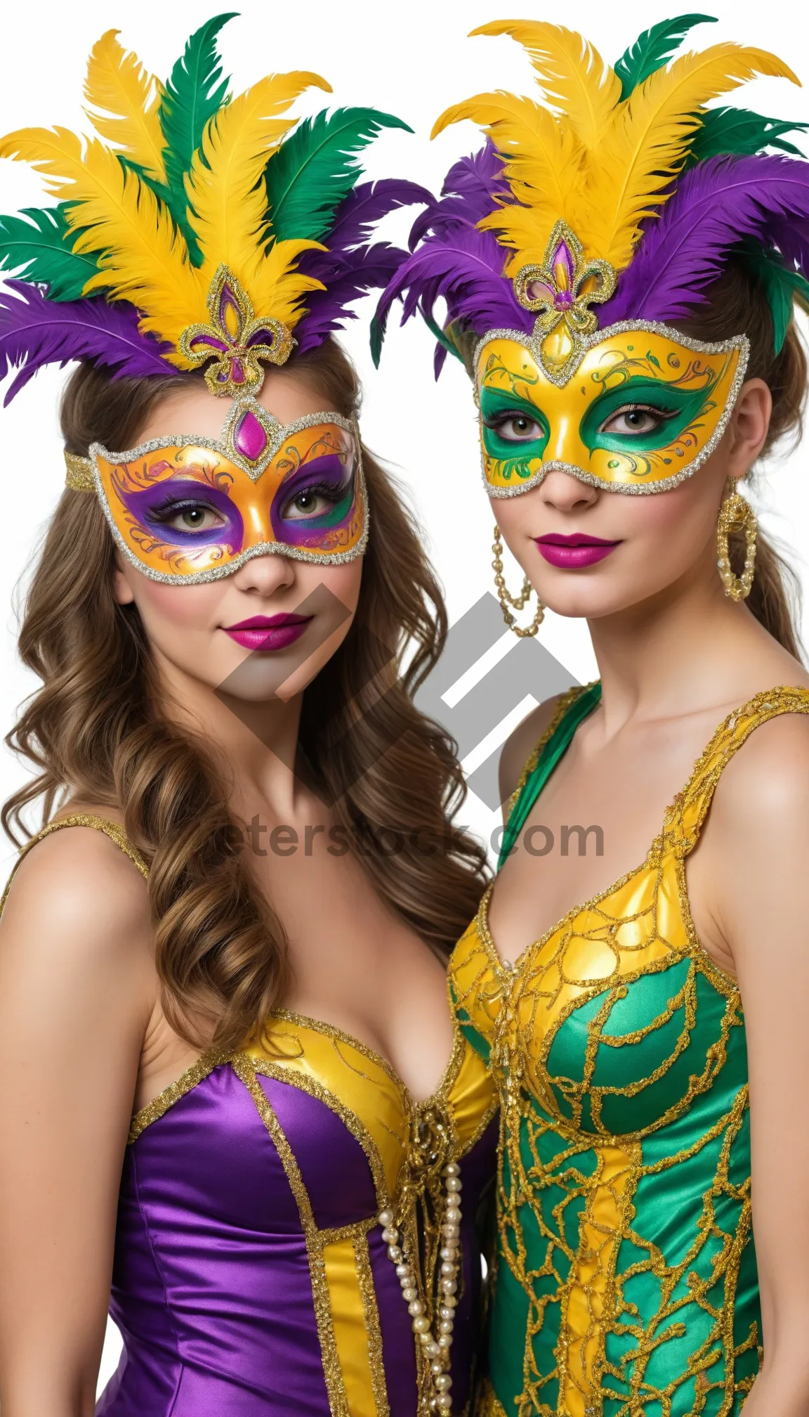 Picture of Fashionable Venetian Mask Lady in Stylish Costume