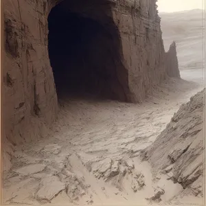 Ancient Cliff Dwellings in Desert Landscape