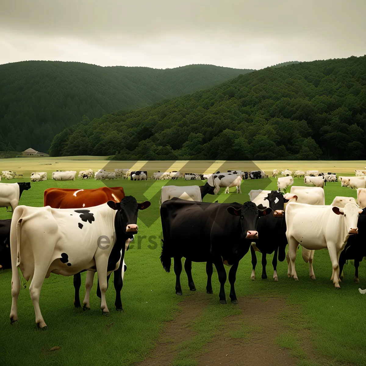 Picture of Cattle grazing on picturesque rural farmland.