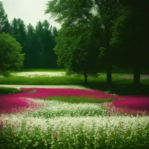 Serene Summer Park Landscape with Lush Trees