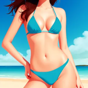 Seductive Summer Bikini Beachwear: Attractive Model Posing