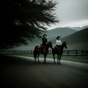 Thoroughbred Silhouette Gracefully Vaulting the Sunset Sky