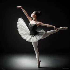 Dynamic Ballet Performance: Graceful Dancer Leaping in Studio