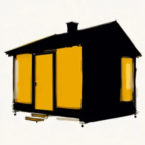 Real Estate Icon with Chimney and Window Architecture