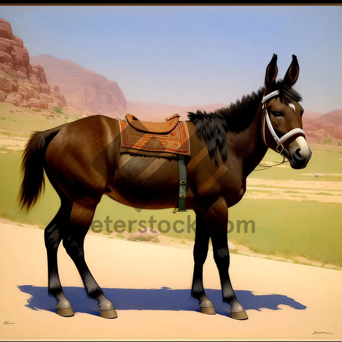 Picture of Stunning Thoroughbred Stallion Galloping on Rural Farm