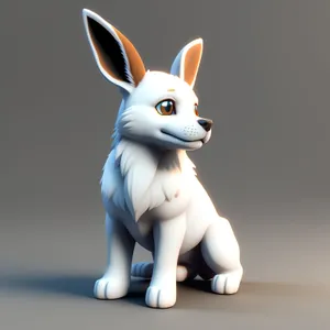 Cartoon Bunny with 3D Rendered Ears