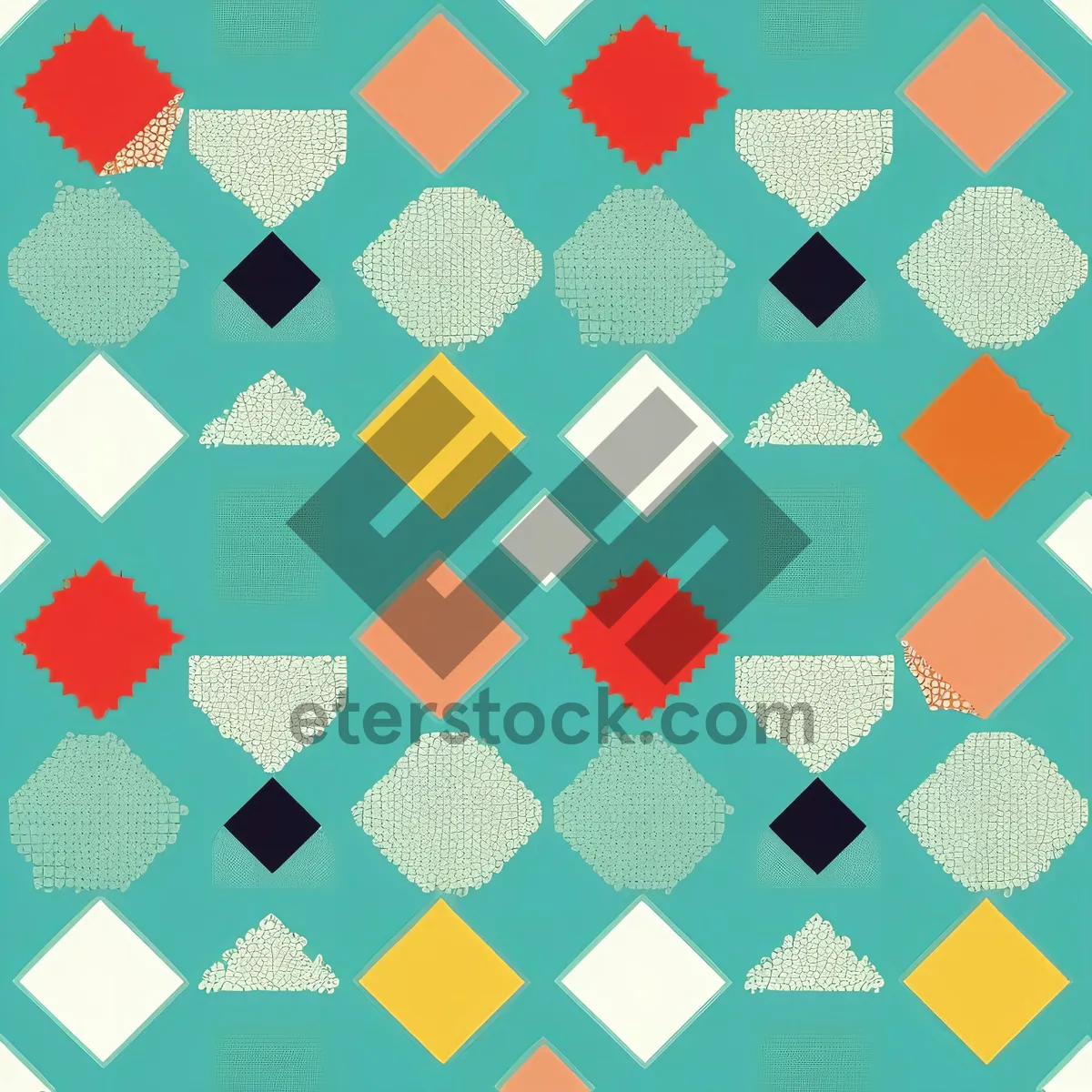 Picture of Geometric pixel art design in colorful square grid.