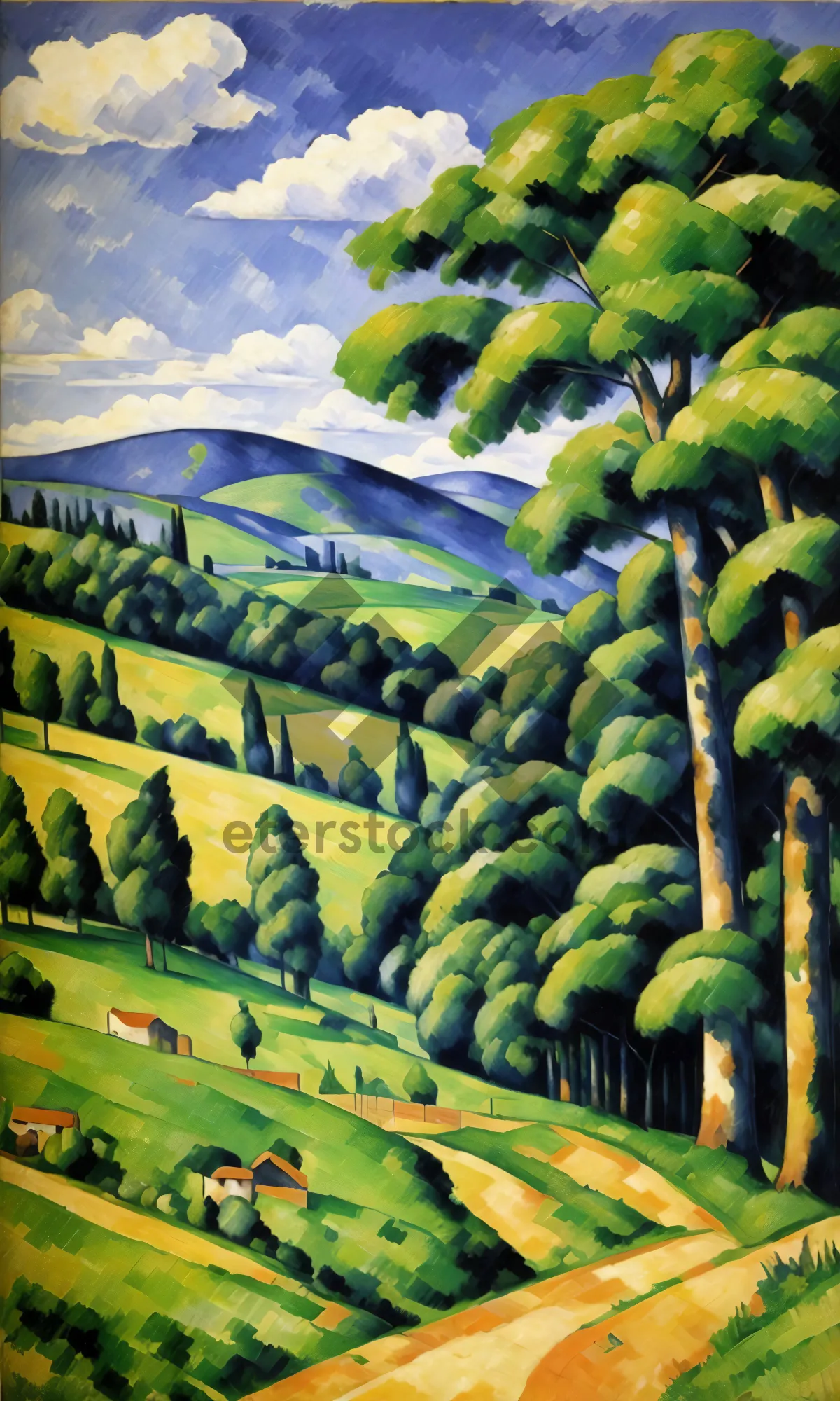 Picture of Banana, melon, and watermelon on a farm.