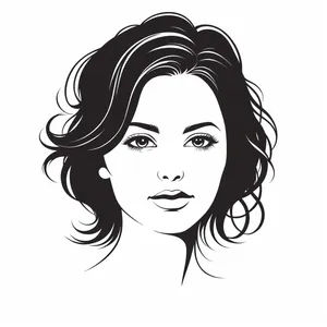 Black cartoon face design with unique haircut