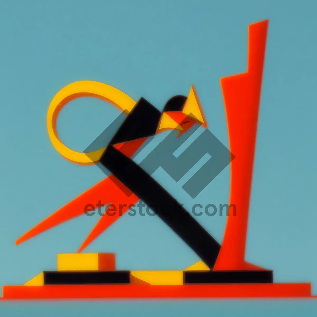 Picture of Vibrant 3D Symbol with Scissors, Pencil, and Crayon