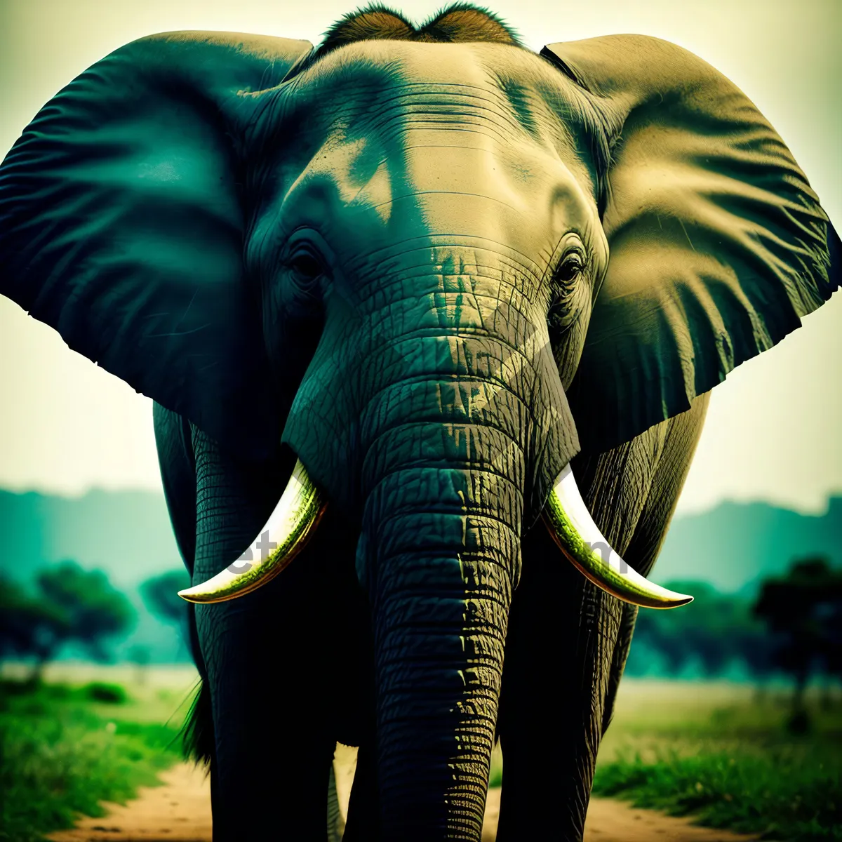 Picture of Powerful Tusker Elephant in South African Safari