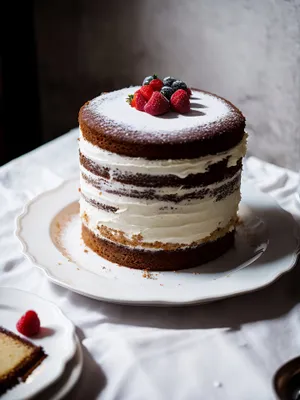 Delicious Gourmet Dessert Plate with Fresh Fruit and Cream