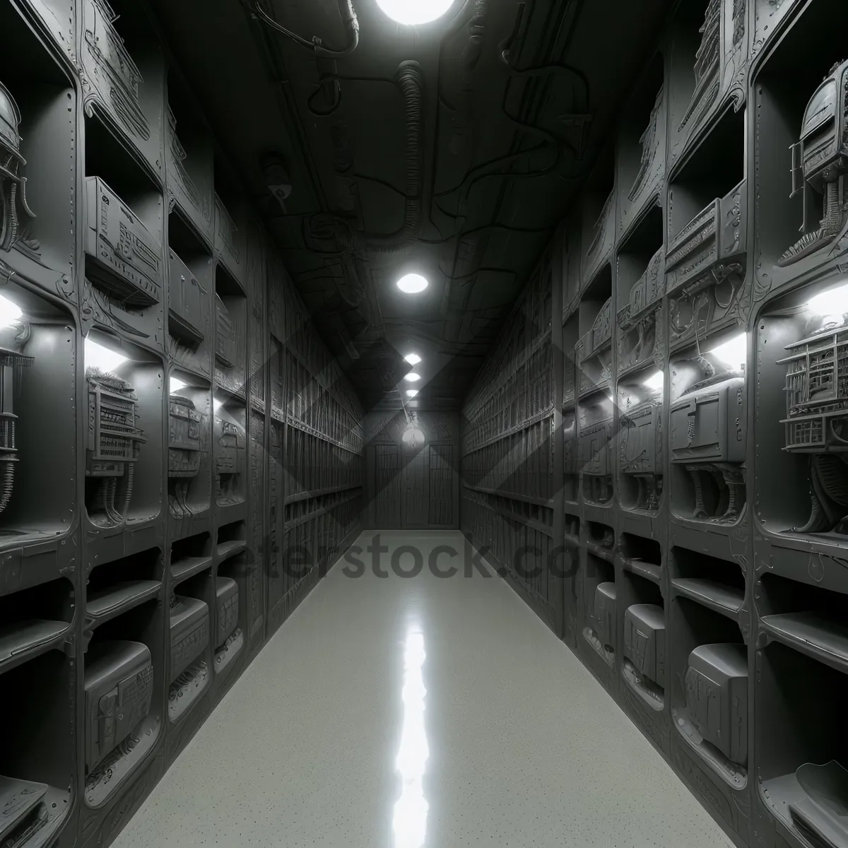 Picture of Modern Urban Prison Corridor - Inside Steel Building