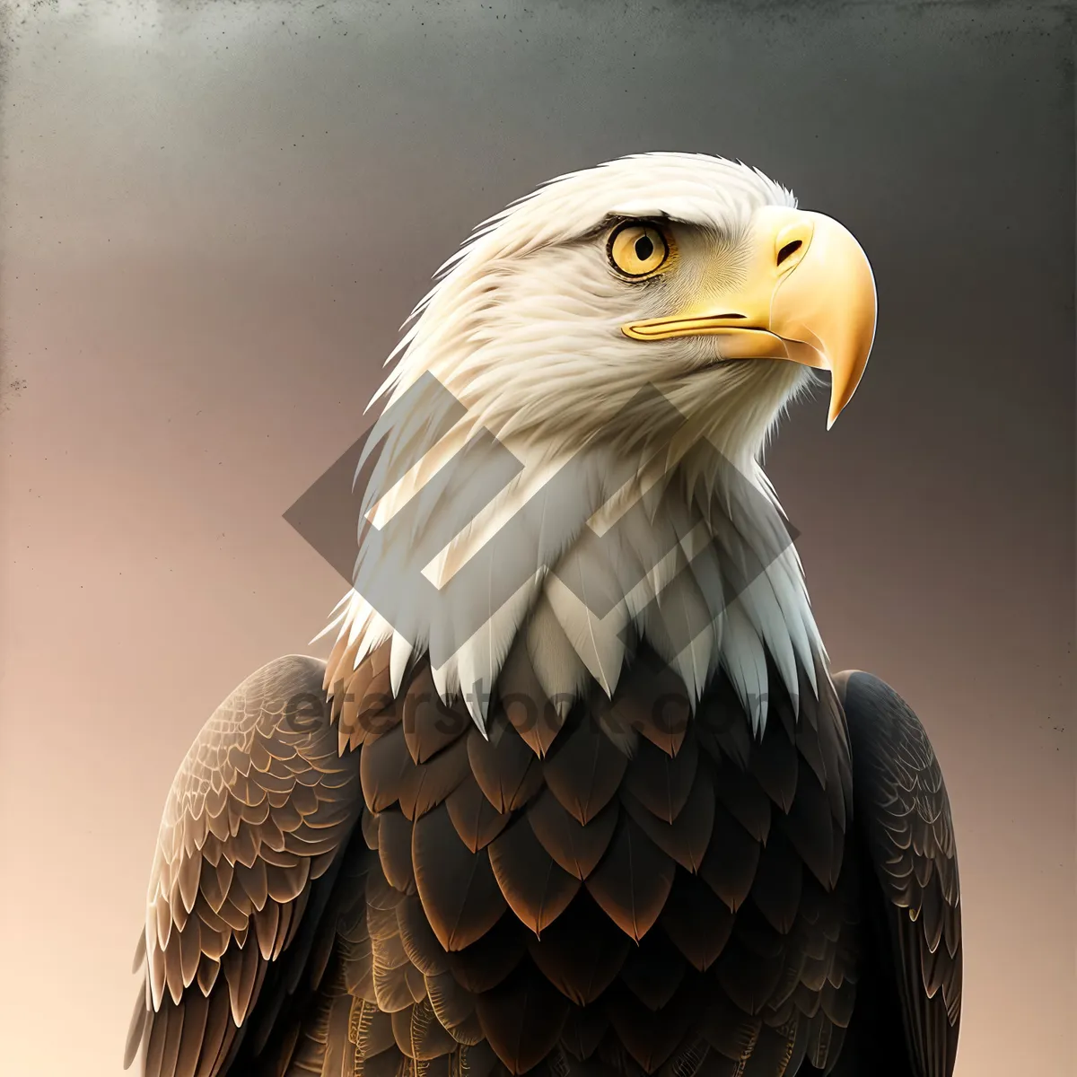 Picture of Bald Eagle Portrait: Majestic Predator with Piercing Eyes