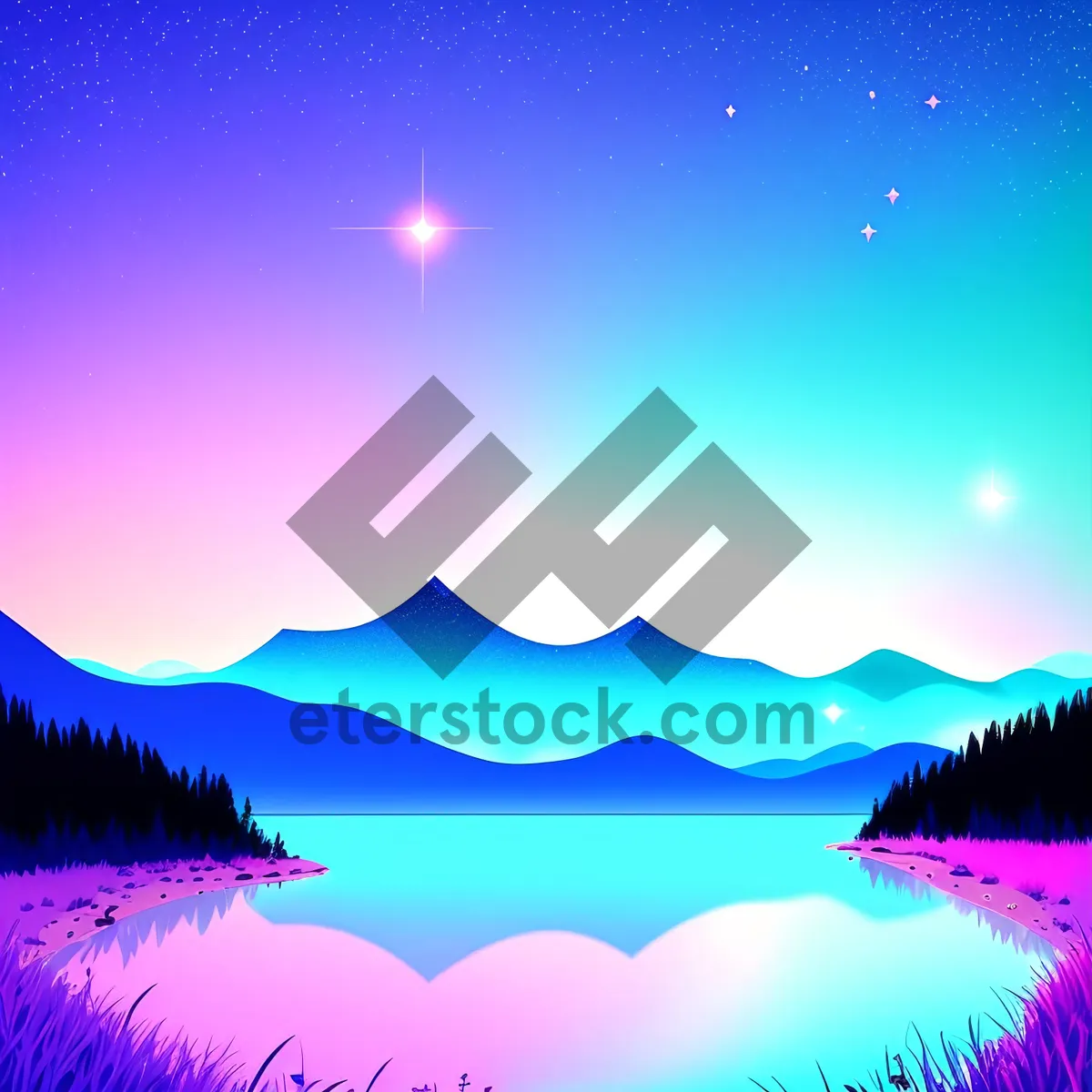 Picture of Winter Night Sparkle - Moonlit Snowflake Tree