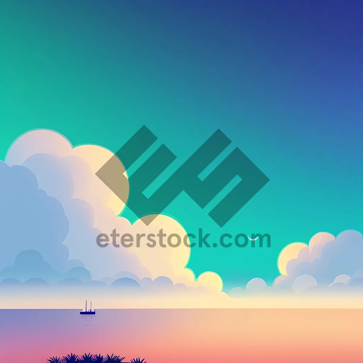 Picture of Vibrant Summer Sky with Artistic Cloud Design