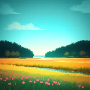 Vibrant Country Landscape Under Clear Sky