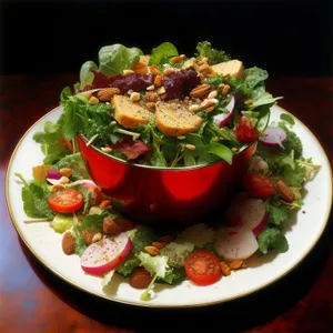 Fresh Gourmet Salad Plate with Healthy Vegetables