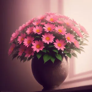 Colorful Spring Floral Bouquet in Pink Vase