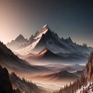 Snowy Alpine Peaks in Winter Wonderland