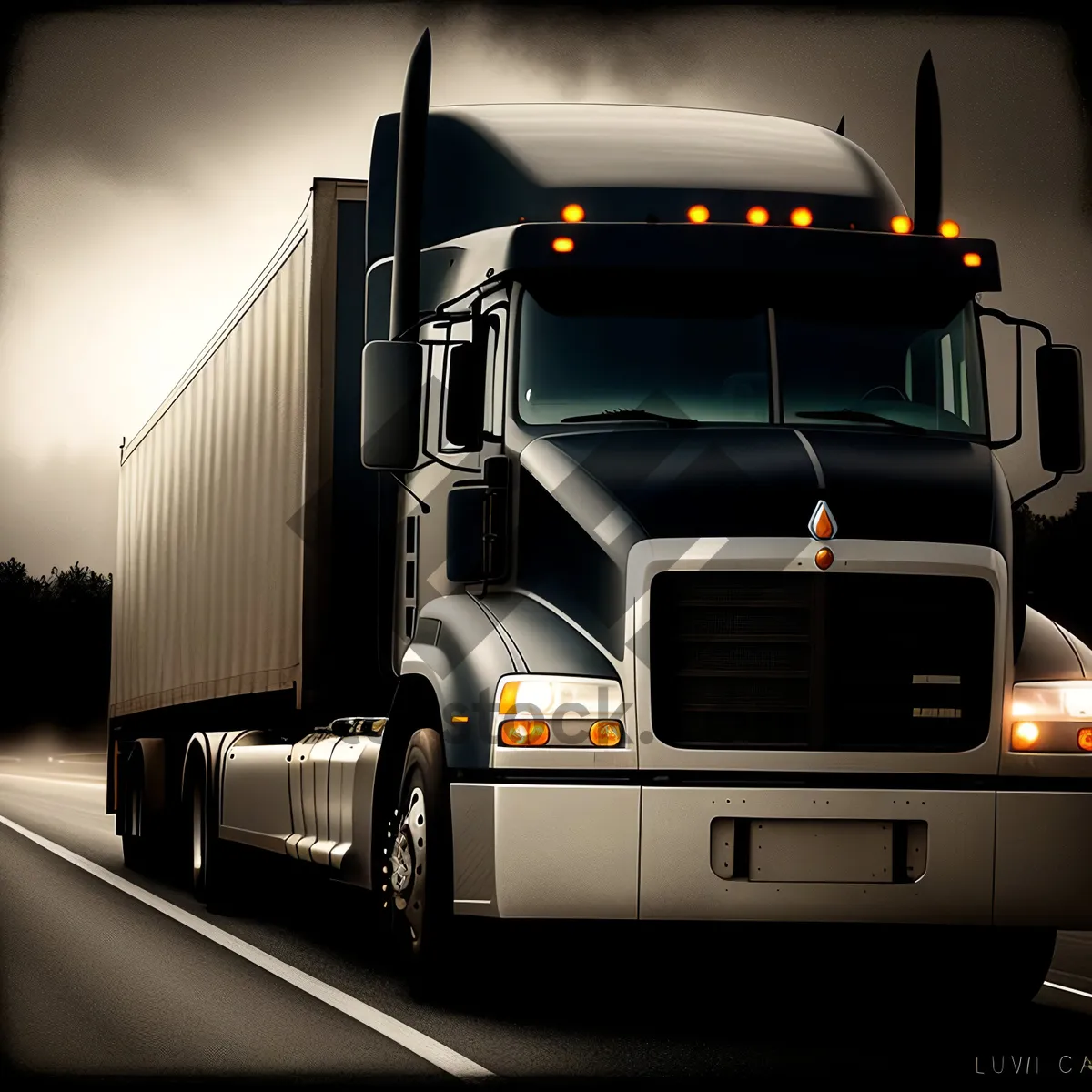 Picture of High-speed freight truck on a busy highway