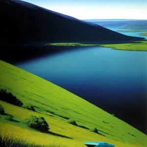 Vibrant countryside sunset over grassy meadow