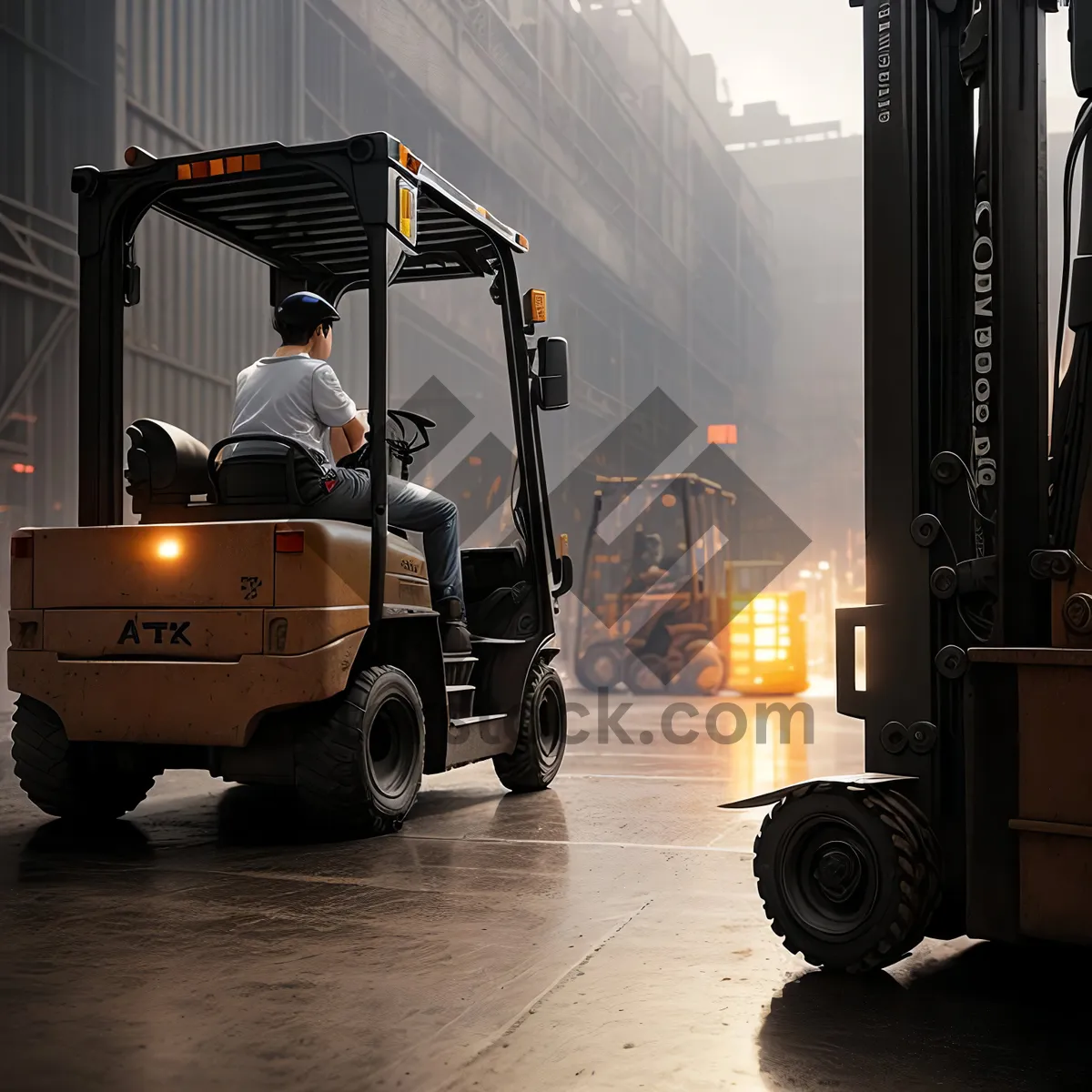 Picture of Industrial Cargo Transportation: Heavy Forklift Delivery Truck