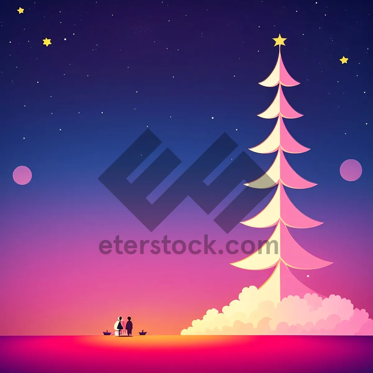 Picture of Festive Winter Wonderland: Snowflake Ornament on Fir Tree