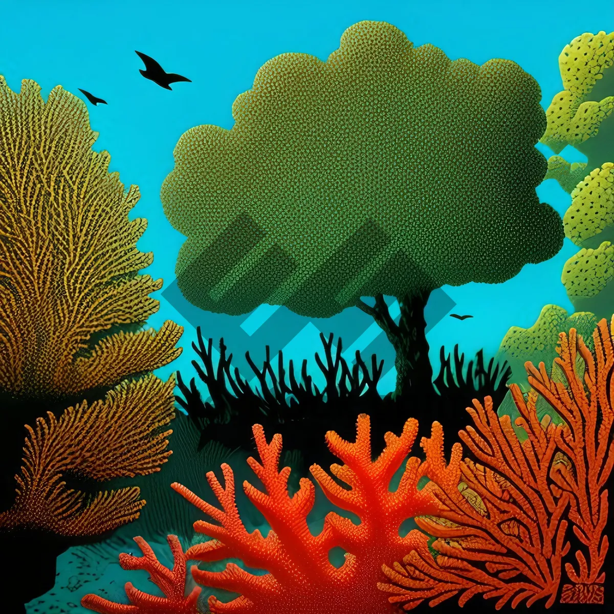 Picture of Colorful Marine Life in Tropical Coral Reef