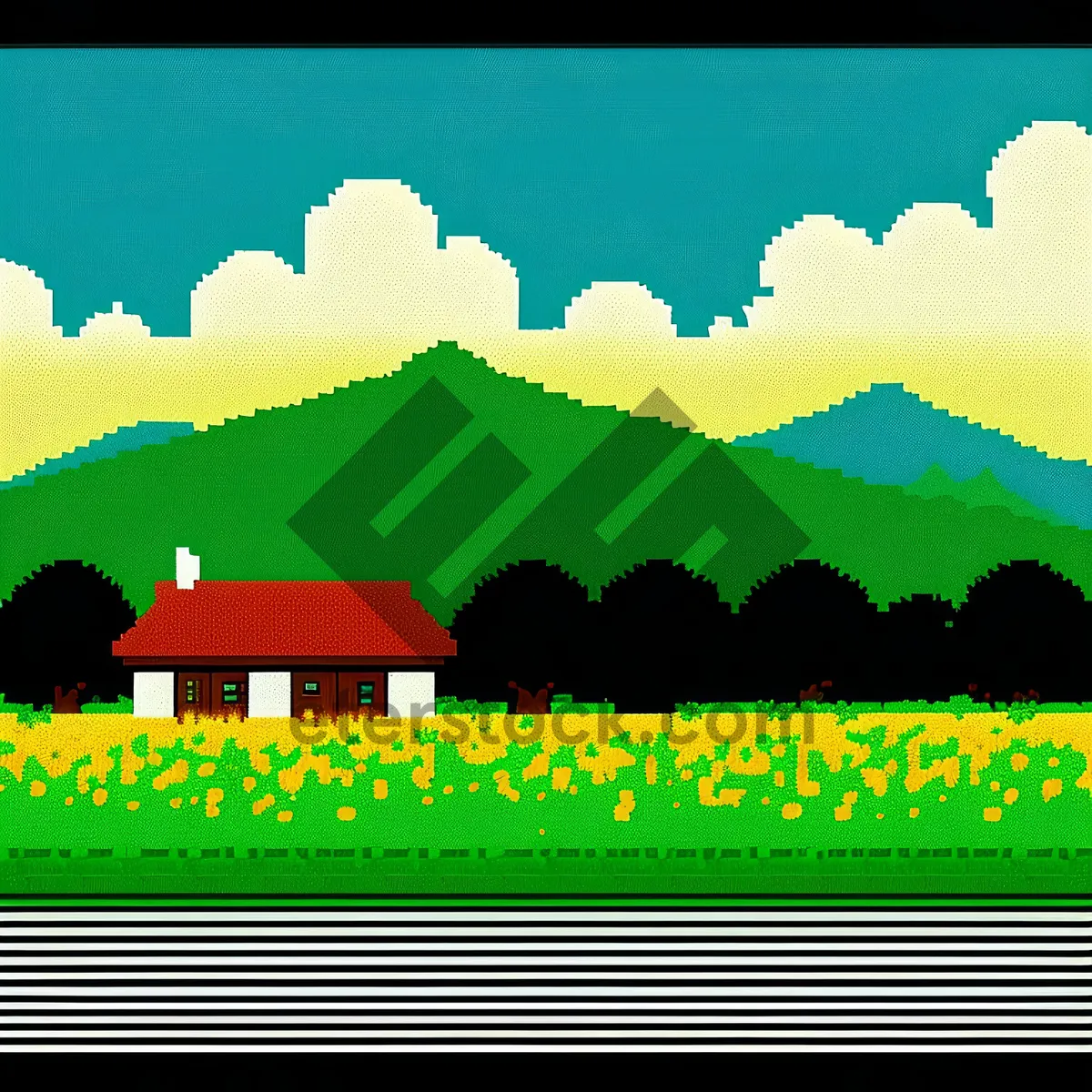 Picture of Vibrant Summer Horizon Over Rural Meadow