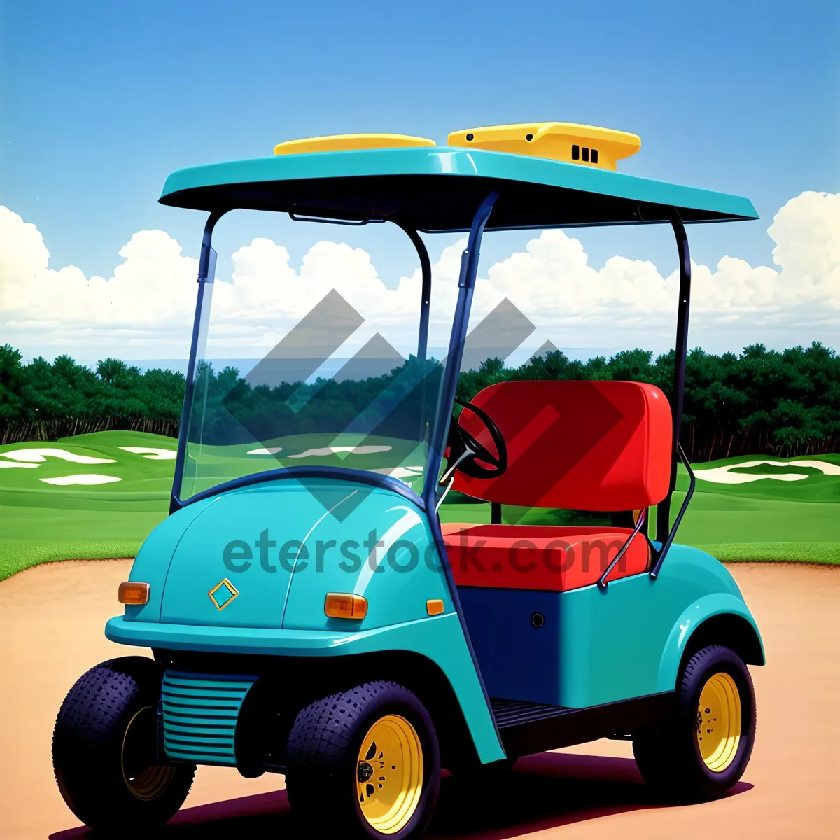 Picture of Golf Cart on a Course