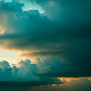 Sunlit Sky with Fluffy Clouds