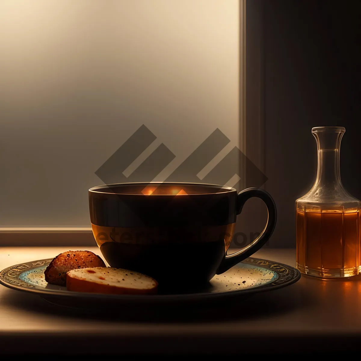 Picture of Hot Cup of Morning Tea on Saucer