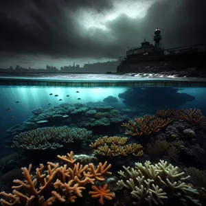 Colorful Coral Reef Life Below the Sunlit Tropical Sea