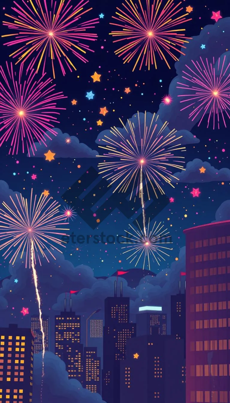 Picture of Vibrant Firework Display in the Night Sky