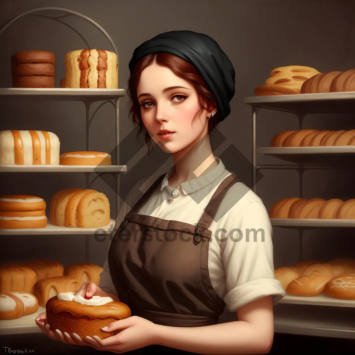 Picture of Happy Baker Smiling with Freshly Baked Goods