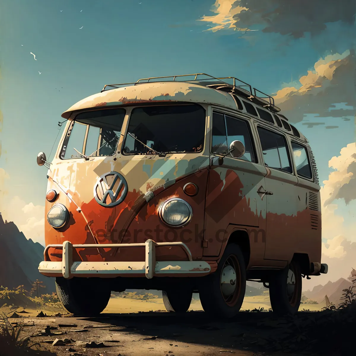 Picture of Speedy camper on the road, self-propelled travel