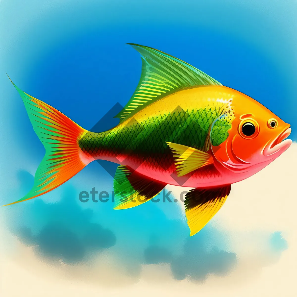 Picture of Gleaming Goldfish in a Crystal Bowl