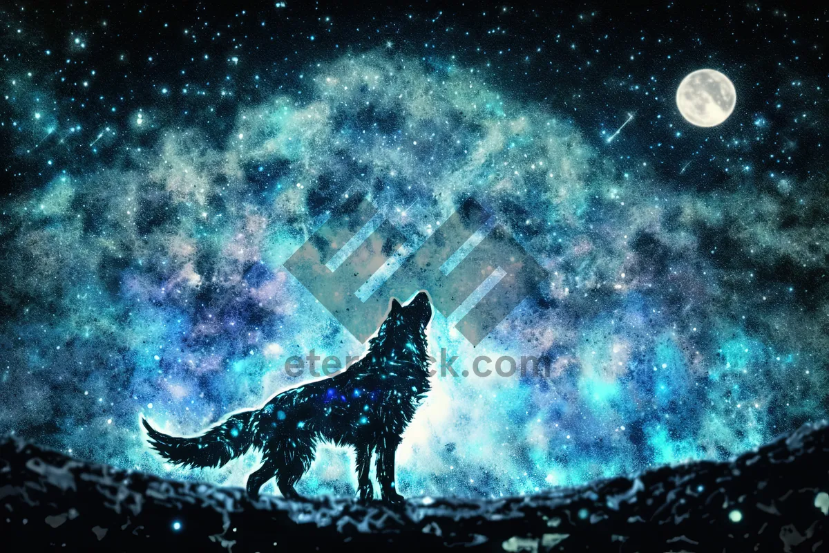 Picture of Mystical Moonlit Galaxy in Outer Space Fantasy