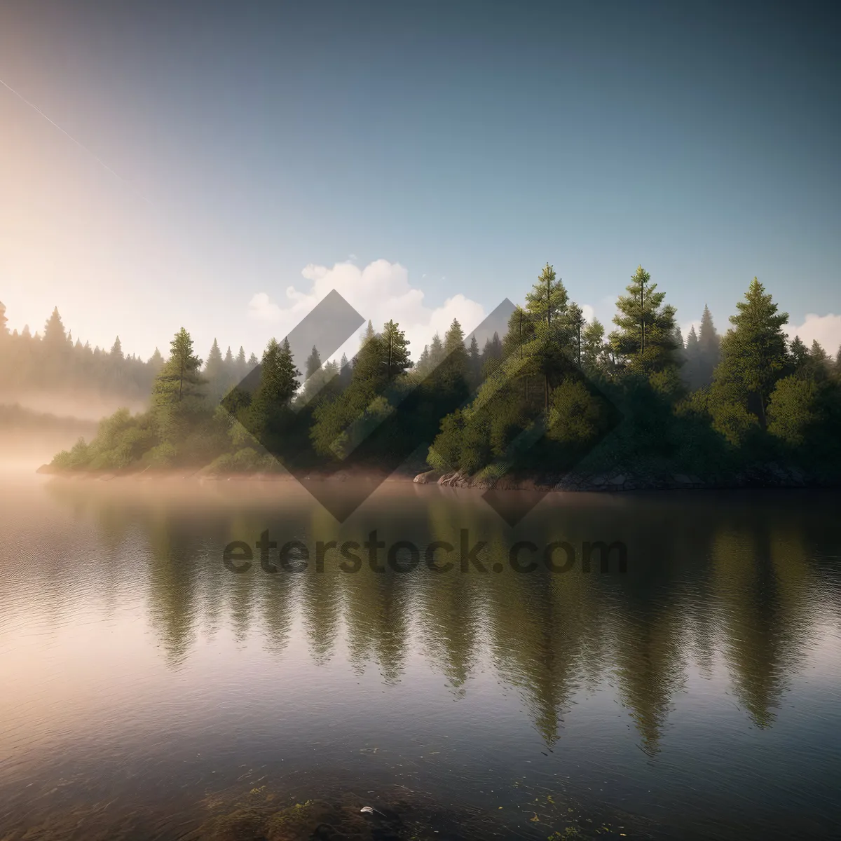 Picture of Serene Lakeside Reflection with Vibrant Autumn Landscapes