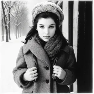 Smiling Fashion Model in Stylish Hat and Sweater