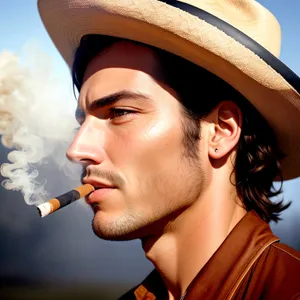 Stylish Cowboy Hat Whistle Portrait - Fashionable and Alluring