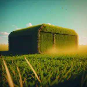 Serene Countryside Landscape with Barn and Wheat Field