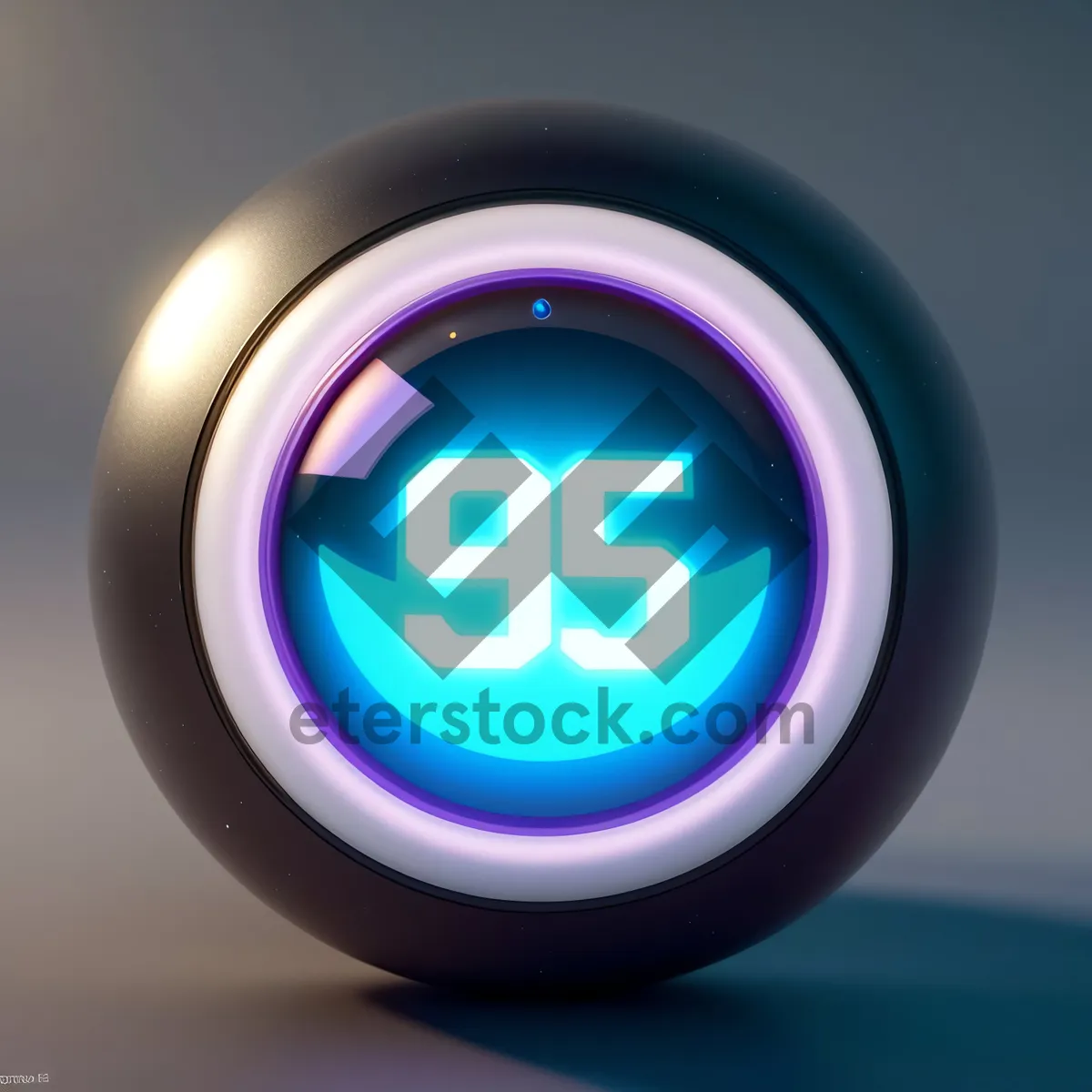 Picture of Glossy Round Web Button with Digital Clock Symbol