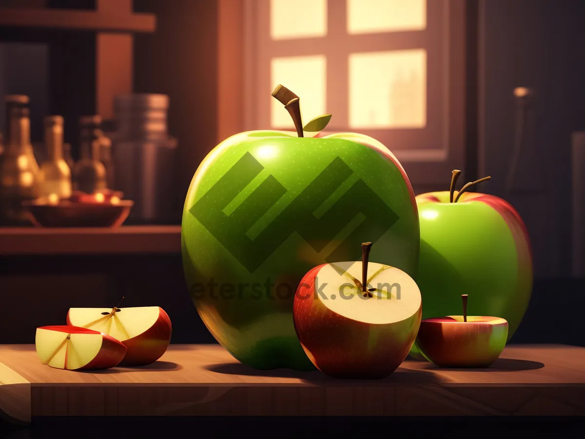 Picture of Granny Smith apple in a piggy bank