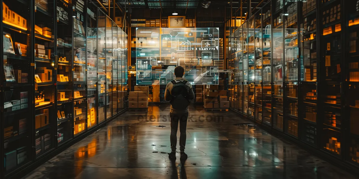 Picture of Urban Hallway in City Station with People Walking