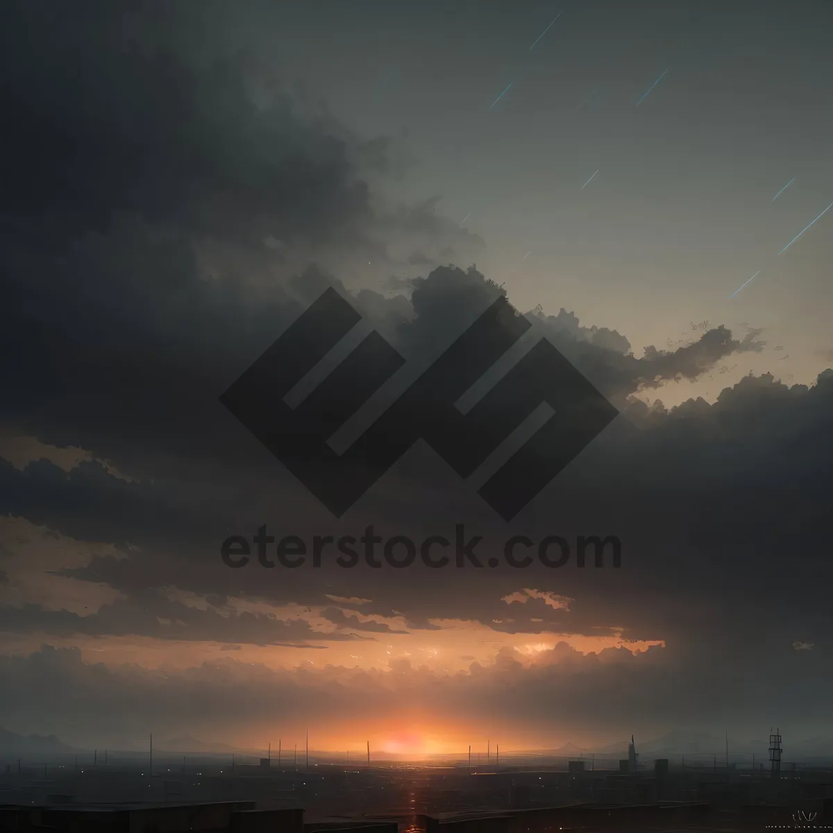 Picture of Vibrant Sunset Sky with Radiant Sun and Clouds