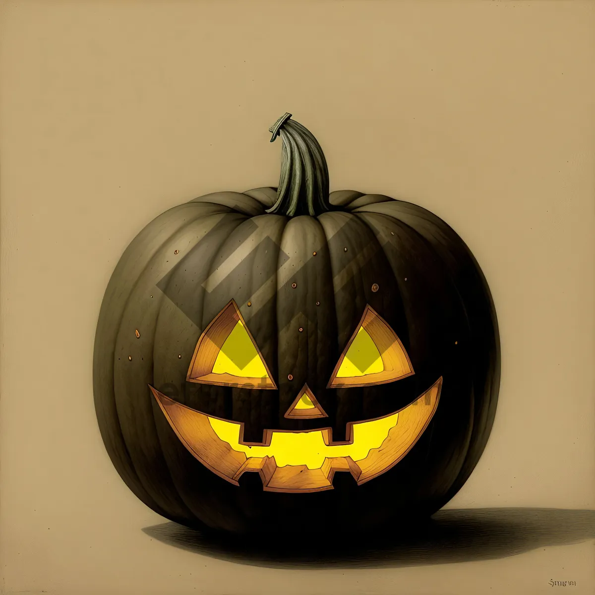 Picture of Festive Autumn Jack-O'-Lantern Decoration with Glowing Candle