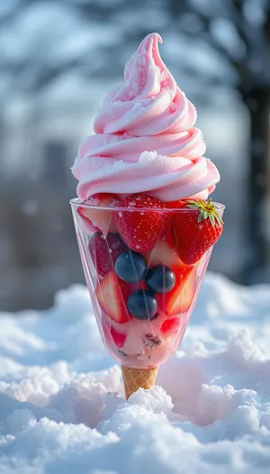 Refreshing Strawberry Ice Cream Dessert in Glass